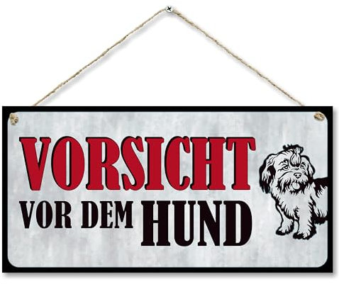 CARISPIBET Vorsicht vor dem Hund! Warnschilder für Ihr Zuhause draußen Schilder Veranda, Garten Tor Haus Schild Türschilder 15,2 x 30,5 cm