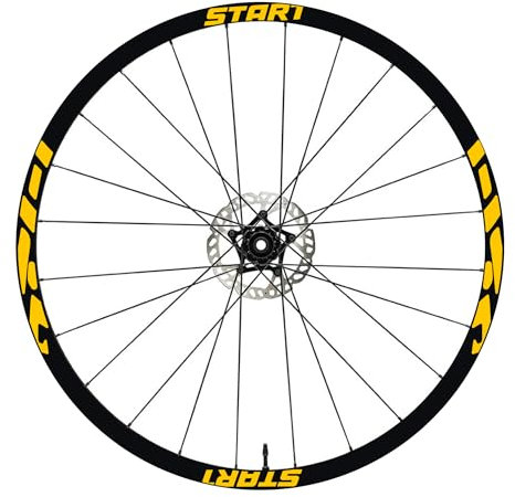 Pegatinas para Llantas de Bicicleta de 26, 27,5 y 28-29 Pulgadas - MTB Bike Stickers para Ruedas de Montaña Cód. B0157 (28-29 Pulgadas, Amarillo 21)