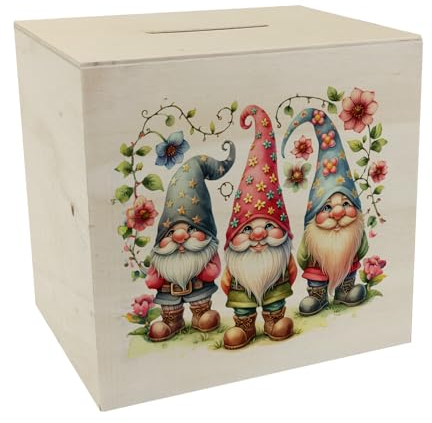 Lustige Gartenzwerge Spardose aus Holz Frecher Schelm Wichtel Kecke Zwerge Figuren für Garten Witzige Sparschwein Deko