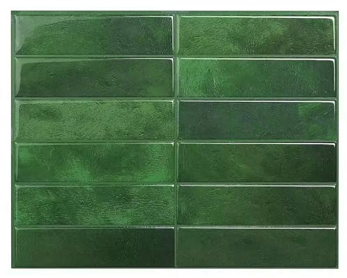 Serenadespin 3D Flisenkleibenfolien - 29cm x 23cm Peel and Stick Aufkleber für Fliesen, Selbstklebende Abziehbare und Klebbare Rückwandfliesen für Küche, Bad, Wand Dekoration (5, Grün)