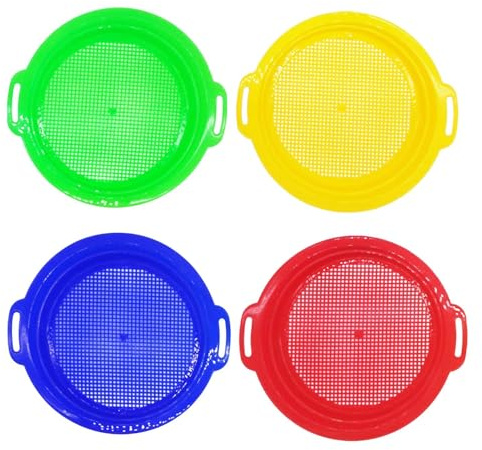 Gazocua Tamis À Sable, 4pcs Petit Tamis À Sable pour Enfant, PP Tamiss Coquille De Plage pour Extérieur | Tamiss À Sables Fin Coloré pour Jardin, Parc, Plages Garçons Et Filles 25x22x3,5cm