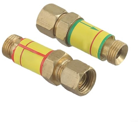 SiSinkal Clapet Anti-Retour d'oxygène acétylène 1.5 pour Chalumeau de Coupe, Accessoires de soudage en cuivre avec Protection Anti-Retour pour Compteur d'oxygène et d'acétylène