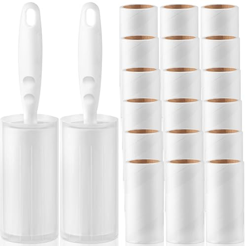 Fusselrolle, Lint Roller mit 2 Abroller 2 Staubschutzhülle, Extra Klebrige Fusselroller aus Kleidung, Sofas, Katzenhaaren, Hundehaaren - 60 Blatt/Rollen, Tierhaarrolle