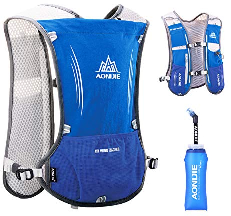 TRIWONDER 5L Ultraleichter Trinkrucksack, Trail Run Rucksack Trinkweste, Hydration Pack Fahrradrucksack für Marathon, Laufen, Camping, Wandern (Blau - mit 600ml Trinkflasche, Einheitsgröße)