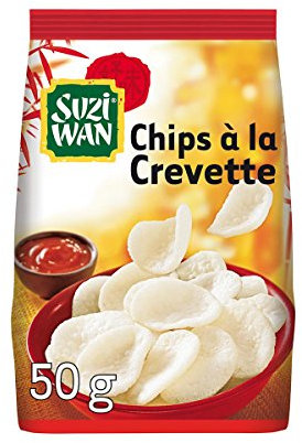 SUZI WAN Chips Apéritif à la Crevette 50 g - Pack de 12 unités