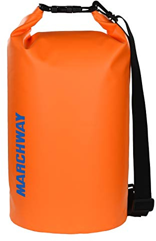 MARCHWAY, Schwimmender, wasserdichter Trockensack, 5 l, 10 l, 20 l, 30 l, 40 l, Roll-Top, Trockene Ausrüstung bei Kajakfahren, Rafting, Schwimmen, Camping, Wandern, Strand, Angeln, Dunkelorange, 20 l