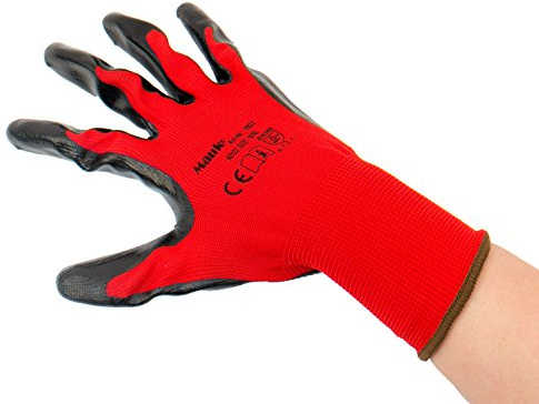 Mauk 1924 (12 Paar) Handschuhe Poyester schwarz 13G, beschichtet PU 2, mehrfarbig, 12 Stück