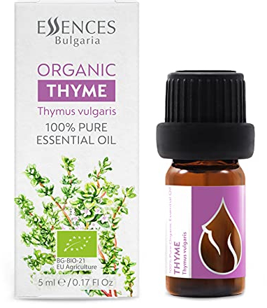 Essences Bulgaria Olio Essenziale di Timo Biologico 5 ml | Thymus vulgaris | 100% Puro e Naturale | Non Diluito | Grado Terapeutico | Fattoria a Conduzione Familiare | Distillato a Vapore | Non OGM
