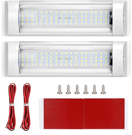 SUPAREE luci a LED da soffitto con interruttore on/off bianco + cavo di estensione per camper/roulotte/furgone/barca (confezione da 2)