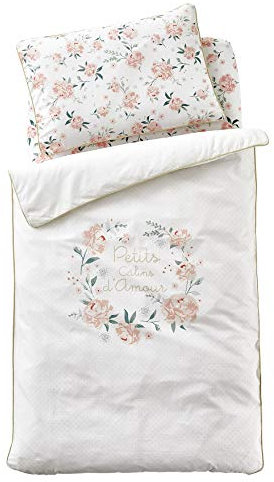 VERTBAUDET Housse de Couette bébé Eau DE Rose écru/Rose 80X120
