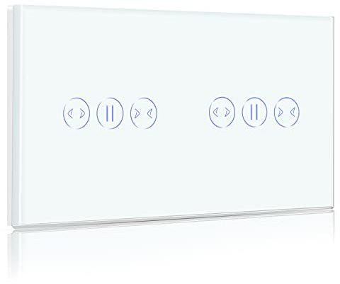 BSEED Interruptor Cortina WIFI Doble,Interruptor Inteligente Compatible con Alexa y Google Home,Control de APP y Función de Temporizador,2,4Ghz Alexa Doble Interruptor de cortina Blanco 157mm