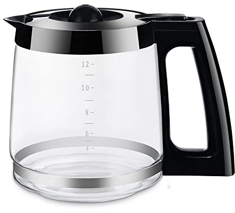 Ulrempart 12-Tassen Glaskaraffe | kompatibel mit Hamilton Beach Kaffeemaschine | passend für Modelle 49980A, 49980Z, 49983, 49618, 46300, 46310, 49976, 49966, 49350 | Schwarz