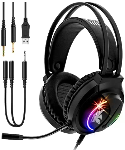 EMPIRE GAMING - Dark Rainbow S-D100 Cuffie Gaming RGB -Compatibile PS4/PS5/Xbox One/Xbox Series/PC/MAC/Smartphone/Tablet -Audio stereo ad alta definizione -Telecomando -Microfono flessibile