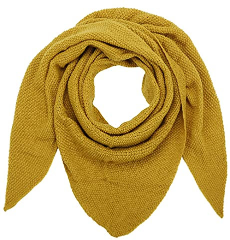 Ever Bloom Damen Schal, Strick Dreieck Schale, Weiches Dreieckstuch, Leichter Strickschal, Halstuch für Frauen und Mädchen Lang, Einfarbig 195 * 80 cm, Schal Farben:Gelb