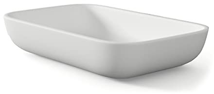 Lavabo sobre Encimera Baño Resina Mineral Recubierta de Poliuretano Acrílico | Lavabo Baño para Encimera de 51x33cm | COLOR (BLANCO LISO)
