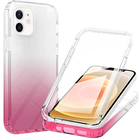 MoEvn Coque de protection anti-chocs 2 en 1 pour iPhone Apple 12 Mini avec protection d'écran intégrée Rose