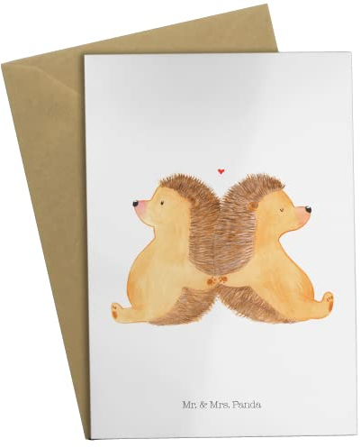 Mr. & Mrs. Panda Grußkarte Igel händchenhaltend - Geschenk, Ansichtskarten, Jahrestag, Ehefrau, Heiraten, Klappkarte, Lieblingsmensch, Love,