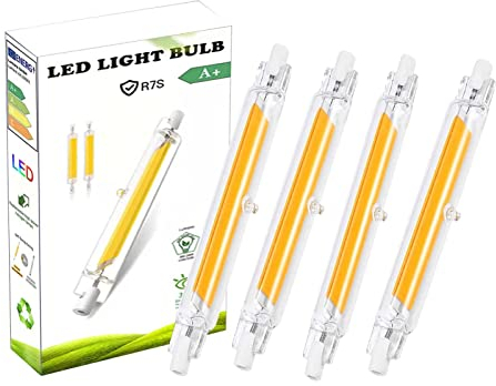 EIMOPE R7S LED 118mm 20W Glühbirne Dimmbar, Kaltweiß 6000K, Ersetzt R7S J118 200W Halogenstab, 2000LM, 360 Grad Licht, R7S 118mm COB LED Linear für Baustrahler Deckenlampe, 4er Pack