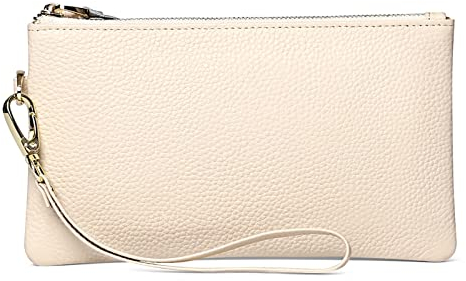SENDEFN RFID Blocking Wristlet Clutch Bag for Women - Genuine Leather Handbag With Wrist Strap and Zip Pocket Coins Compartment