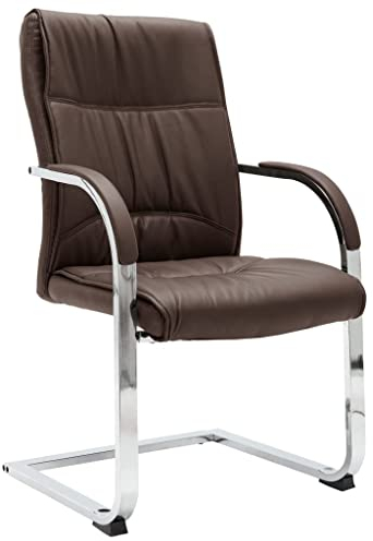 INLIFE Freischwinger Bürostuhl Braun Kunstleder