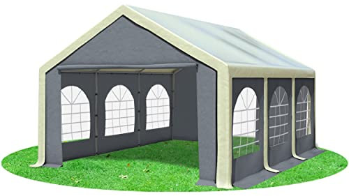 Stabilezelte Partyzelt 4x6m Modular Professional PVC 500 g/m² mit Fenster BEIGE GRAU