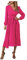 20er Jahre Kleid Tunika Kleid Damen Kleid Glitzer Elegant Einfarbig Langarm Kleider mit Gürtel V-Ausschnitt Swing A-Linie Kleid Hohe Taille Lang Ballkleid Petticoat (Hot Pink,L)