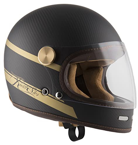 BY CITY Roadster II Carbon Retro Motorradhelm Integralhelm Fiberglas, M
