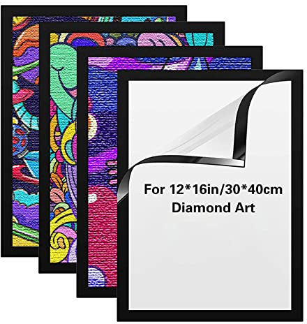 mumisuto Diamond Painting Rahmen, 4 Packungen Bilderrahmen Diamant Kunstrahmen Diamant Painting Bilder Rahmen 5D Diamond Painting Bilderrahmenn Selbstklebend Magnetisch Bilderrahmen (Groß)