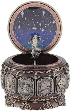 VIFERR Vintage Sternzeichen-Spieluhr, Spieluhr mit 12 Sternbildern und Rotierender Göttin, Funkelndes LED-Licht, Geschenk für Geburtstag, Weihnachten, Valentinstag (Stier)