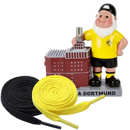 King of Trade BVB Gartenzwerg U-Turm mit LED + 2 Paar Fan-Schnürsenkel
