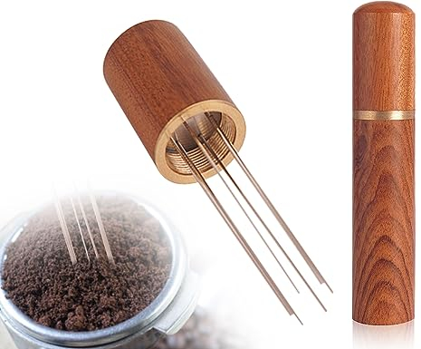 KAPSING Espresso Needle Tamper Station Coffee Tamper Coffee Accesorios Dispersor de polvo de acero inoxidable con seis agujas de acero fino Rompedor de grupos de café