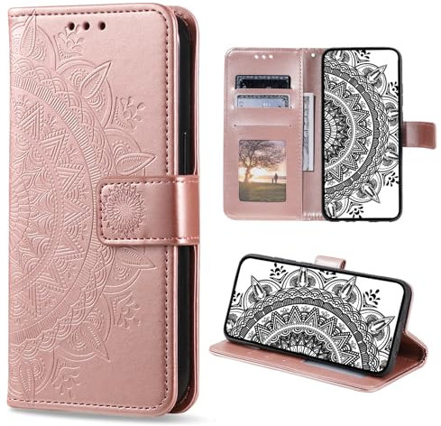 CASEONJAN Cover per Huawei P Smart 2019, Pelle PU Custodia a portafoglio con scomparti per Slot Schede, Antiurto Flip Caso Cover per Huawei P Smart 2019 (Rose Oro)