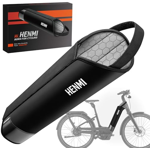 HENMI Ebike Akku Schutzhülle 28-40 CM Umfang, Graphen Neopren Thermoschutzhülle fürs E Bike, Schützt Kälte und Schmutz E-bike Akku Schutzhülle mit Verstärkte Träger Universelle Passform