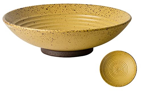Cuenco grande de cerámica for sopa de 33oz for servir en la cocina, cuenco for pasta de palomitas de maíz, cuenco Ramen de 8,8 , cuencos de gres roscados Vintage de estilo japonés ( Color : Giallo )