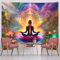 NTERC Yoga-Meditations-Wandteppich, Hippie-Gott, Buddha, Chakra, Tapisserie, violett, Lotus, psychedelisch, spirituelle Landschaft, Raum, hängende Wanddekoration, große Größe 152,4 cm, für Wohnzimmer,