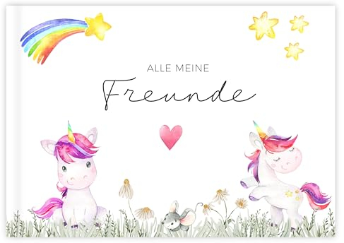 Freundebuch | Freundschaftsbuch Kindergarten, Schule | Erinnerungsbuch Kinder (Freundebuch Einhorn)