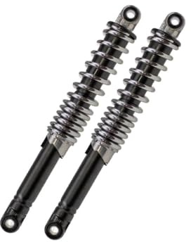 340 mm Stoßdämpfer Satz Verstärkt Schwarz-Chrom – Härte Einstellbar, Universal passend für Mofa, Moped, Mokick (Kreidler, Zündapp, Hercules, Puch, Simson)