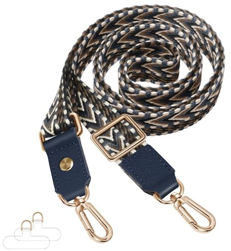 UKON Phone Strap Crossbody Phone Lanyard, Widen Neck Strap Adjustable Handbag Strap with Premium Hook And Loop Genuine Leather Head Shoulder Bag Strap with 2 Tpu Tether Tabs (Black)