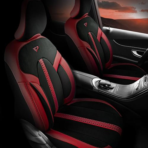 TSS Handel Autositzbezüge Sitzbezug kompatibel mit Citroen C1 II Panama(1+1) schwarz rot
