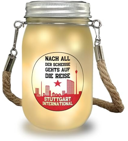 speecheese Stuttgart Europapokal Solarlicht mit Spruch Stuttgart International Stuttgart-Fan Essential für Cannstatter Kurve Solarlicht Fan-Gesang Reise-Highlight