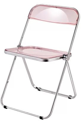 YUNHEST Transparent Acryl Klappstuhl PC Kunststoff Klappstuhl Indoor Und Outdoor Metall Rahmen Stuhl 10 Farben,(Pink)
