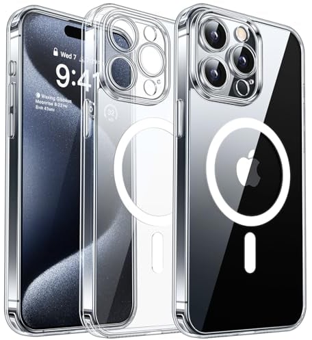 CANSHN 2024 Neu für iPhone 15 Pro Hülle mit Kameraschutz für Magsafe (TOP Militärschutz & Magnetkraft) Extrem Haltbarkeit Hülle iPhone 15 Pro Case Stoßfest, Transparent