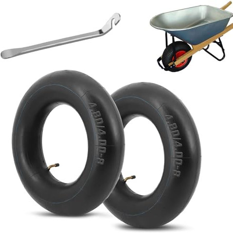 Hojalis Chambre a Air, 2 PièCes Chambre a Air Brouette, Chambre a Air 4.80 4.00-8, Pneu de Chambre à Air avec Pied à Biche de Qualité Supérieure pour Tondeuses à Gazon et Autoportées, Tracteurs