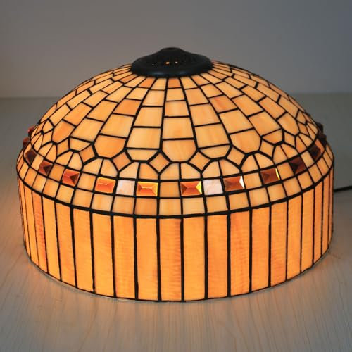 BOTOWI 16 Zoll Creme Bernstein Lampenschirm Ersatz, 40 cm Tiffany Buntglas Lampenschirme nur mit Kappe, geeignet für die Verwendung mit Tischlampe Stehlampe Hängende Pendelleuchte Deckenleuchte