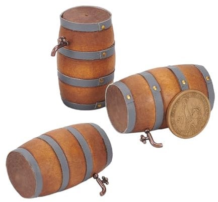 NBEADS 3 Stück Miniatur-Holzfass, 3.2x5cm Mini Haus Getränk Zubehör mit Zapfhahn Bierfass Figurine Modell für Fairy Garden Bar Micro Landschaft Dekoration Oktoberfest Dekor
