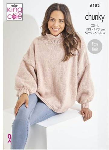 King Cole DK Knitting Pattern - 6182 Ladies Sweater & Cardigan