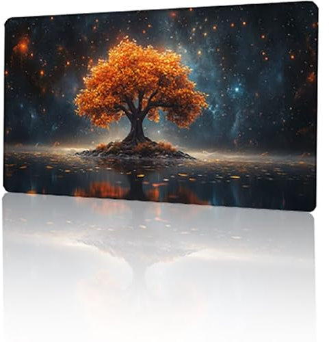 Arbre de la Vie Tapis de Souris Gaming XXL 1600x800x3mm, Jaune Grand Tapis de Souris Gamer, Tapis de Bureau, Mouse Pad à Bords Cousus, Base Antidérapante et Lmperméable sous-Mains Bureau T-1184