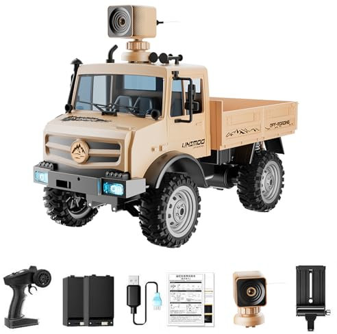 Dodoore Remote Control Cars with Camera 720P 1/16 20km/h Off-road Car 2.4GHz High Speed Full Scale Climbing Car Rear Drive Dual-mode Remote Control/Phone Gifts for Adults Kids Yellow 2 Battery