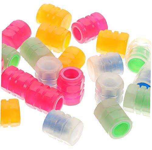 GRIRIW 24stücke Reifenkappen Leuchten Im Dunkeln Fluoreszierende Reifenventilkappen Ventildeckeldichtung Für Autoreifen LKW SUV Motorrad