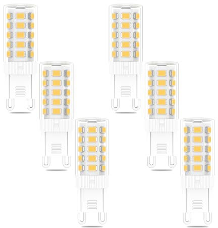 PureShine G9 LED-Lampe,Warmweiß 2700K, Ersatz für herkömmliche 40W-Leuchtmittel, Enegiesparende,nicht dimmbar, 6-er Pack